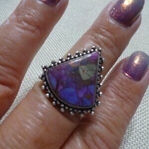 Natural PURPLE TURQUOISE Handmade Sterling 925 Ring Size 9 #198C